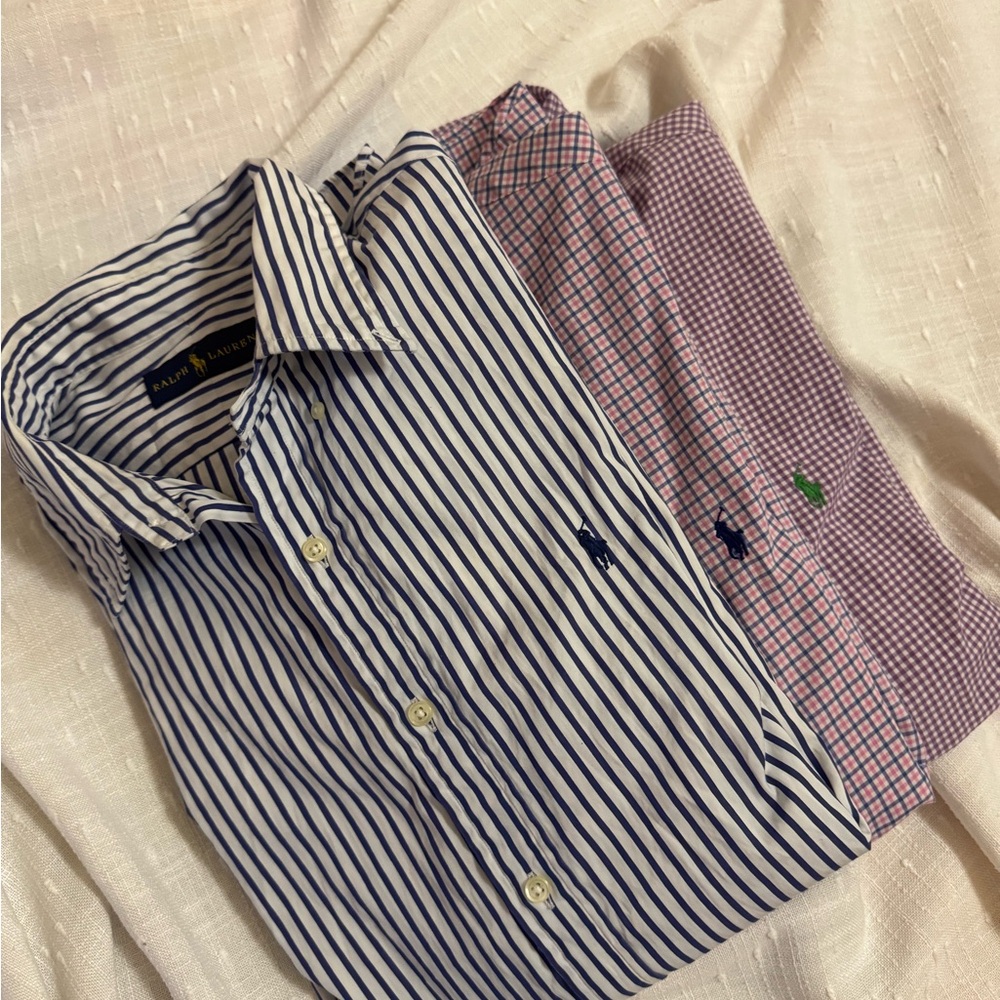 Polo by Ralph Lauren Casual Button Down Shirts Blue and Pink - Picture 3 of 3